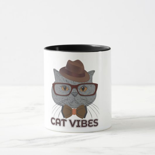 Cat Vibes – Cool Grey Cat マグカップ (中央)