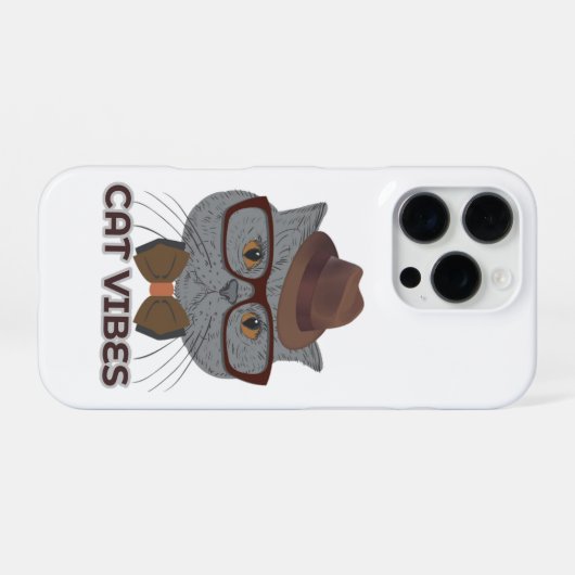 Cat Vibes – Cool Grey Cat Design iPhoneケース (裏面横)