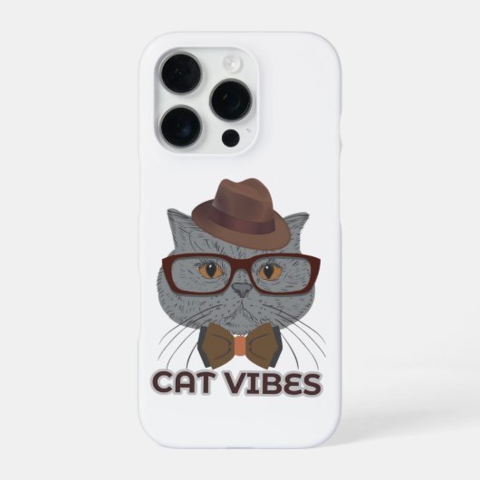 Cat Vibes – Cool Grey Cat Design iPhoneケース (裏面)