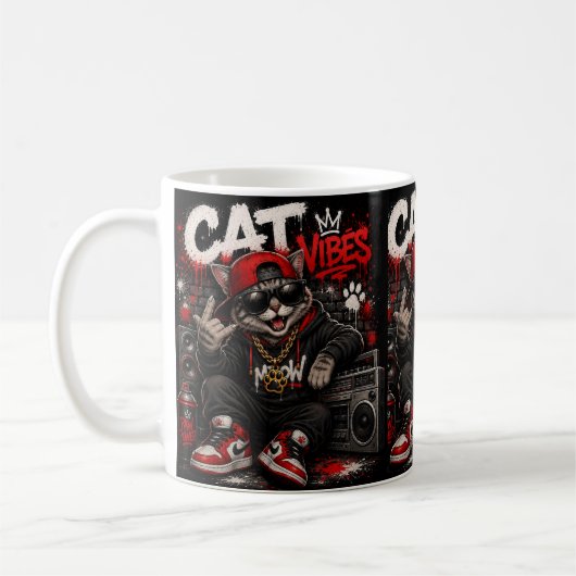 Cat Vibes – Urban Hip Hop Street Art コーヒーマグカップ (左)