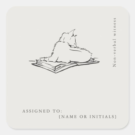 Cat Vintage Scientific Art | Dark Academia スクエアシール (正面)