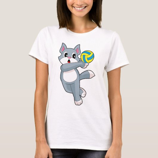 Cat Volleyball player Volleyball Sports Tシャツ (正面)