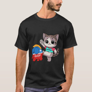 Cat Vs. Gop Elephant - Kamala Harris -アンチトランプ Tシャツ