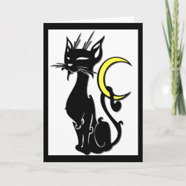 Cat W/Moon Greeting Card(月付き空白のグリーティングカード) カード