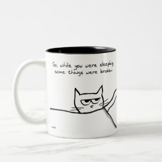 Cat Wake Up Call - Cat おもしろい Gift for猫好き ツートーンマグカップ