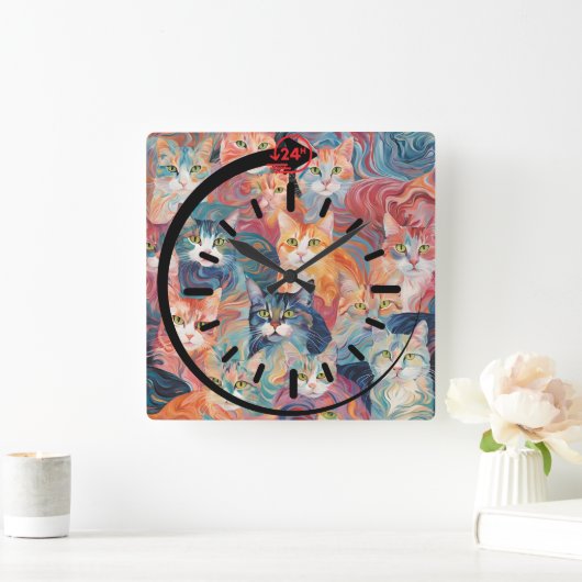 Cat Wall Clock スクエア壁時計 (ホーム)