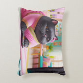 Cat watching TV in the living room アクセントクッション (正面(垂直))