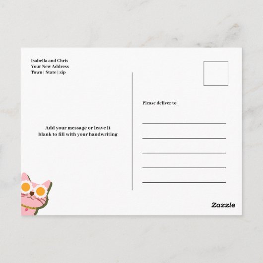 Cat We移動した新しいアドレスの発表 ポストカード (裏面)