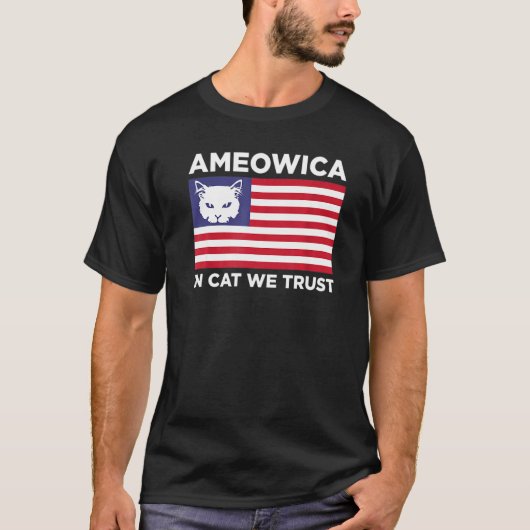 Cat We Trust - Patriotic 'merica Kitten Pun Tシャツ (正面)