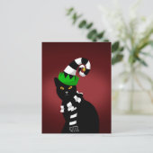 Cat wearing a Funny hat and Scarf ポストカード (スタンド正面)