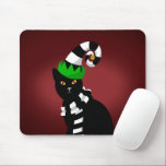 Cat wearing a Funny hat and Scarf マウスパッド<br><div class="desc">christmas cat cats kitten, 
 beautiful meow lovely drawn, 
 drawing smile love scarf , 
sweet santa red doodle , 
kitty xmas hat snow , 
celebration cartoon merry pet , 
funny card happy design , 
cute holiday animal illustration, 
 winter christmas black, 
kitten christmas cat cats , </div>