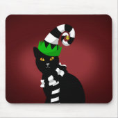 Cat wearing a Funny hat and Scarf マウスパッド (正面)