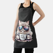 cat wearing sunglasses and holding a coffee mug エプロン (インサイチュ)