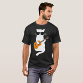 Cat wearing sunglasses playing Guitar Guitarist Tシャツ (正面フル)