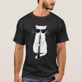Cat Wearing Sunglasses Playing Oboe Tシャツ (正面)