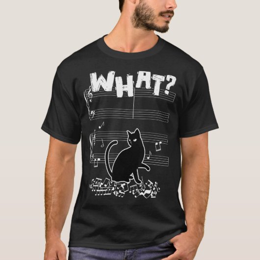 Cat What おもしろい Cat Musicノート Tシャツ (正面)