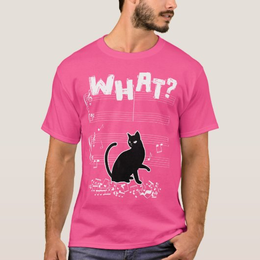 Cat What おもしろい Cat Musicノート Tシャツ (正面)