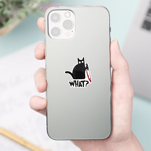Cat What_ Funny Black Cat  シール (スマートフォン)