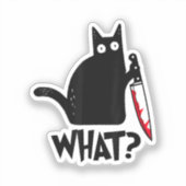 Cat What_ Funny Black Cat  シール (正面)