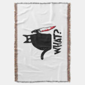 Cat What_ Funny Black Cat  スローブランケット (正面縦)
