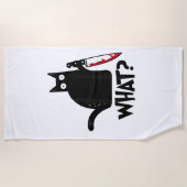 Cat What_ Funny Black Cat  ビーチタオル (正面)