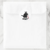 Cat What_ Funny Black Cat  ラウンドシール (バッグ)