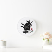 Cat What_ Funny Black Cat  ラウンド壁時計 (ホーム)
