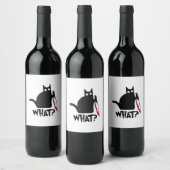 Cat What_ Funny Black Cat  ワインラベル (ボトル)