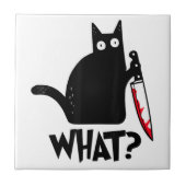 Cat What Funny Black Cat Shirt Murderous Cat With タイル (正面)