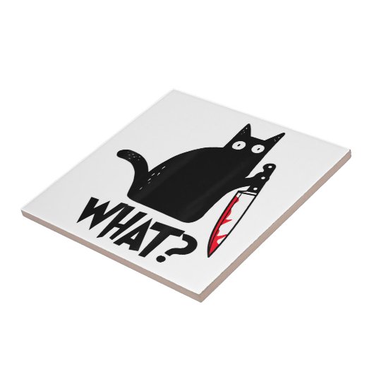 Cat What Funny Black Cat Shirt Murderous Cat With タイル (側面)