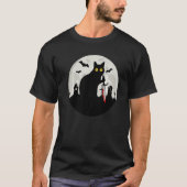 Cat What Halloween Black Cat with Knife   What Cat Tシャツ (正面)