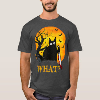 Cat What Murderous Black Cat With Knife Costume Tシャツ