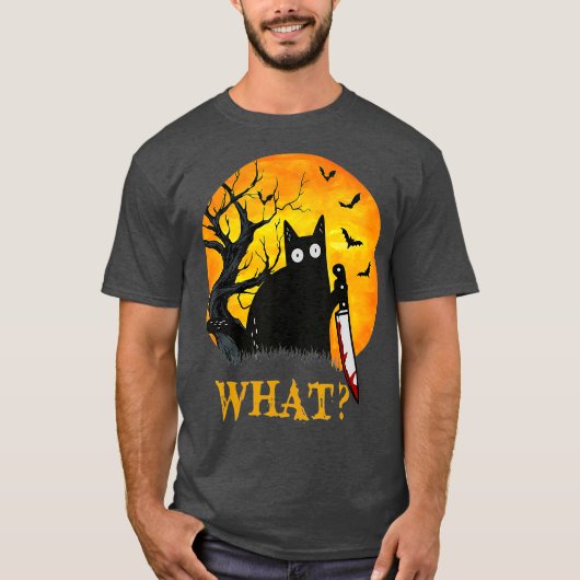 Cat What Murderous Black Cat With Knife Costume Tシャツ (正面)