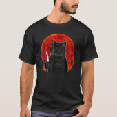 Cat What Murderous Black Cat With Knife Halloween Tシャツ (正面)
