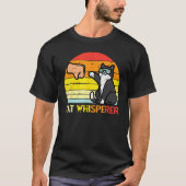 Cat Whisperer Man Paw Fist Bump Sunset Retro Men W Tシャツ (正面)