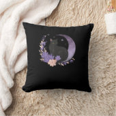 Cat Witchy Moon Flowers Pastel Goth Goblincore クッション (ブランケット)