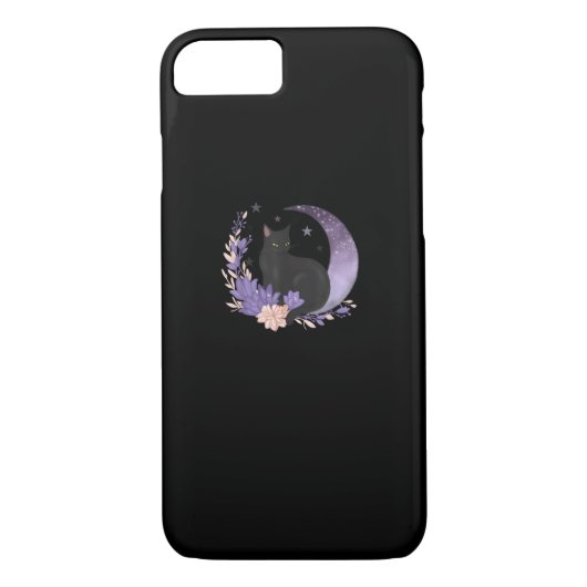 Cat Witchy Moon Flowers Pastel Goth Goblincore Case-Mate iPhoneケース (裏面)