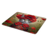 Cat with a dress made of a poppy カッティングボード (角)