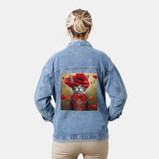 Cat with a dress made of a poppy デニムジャケット (モデル)