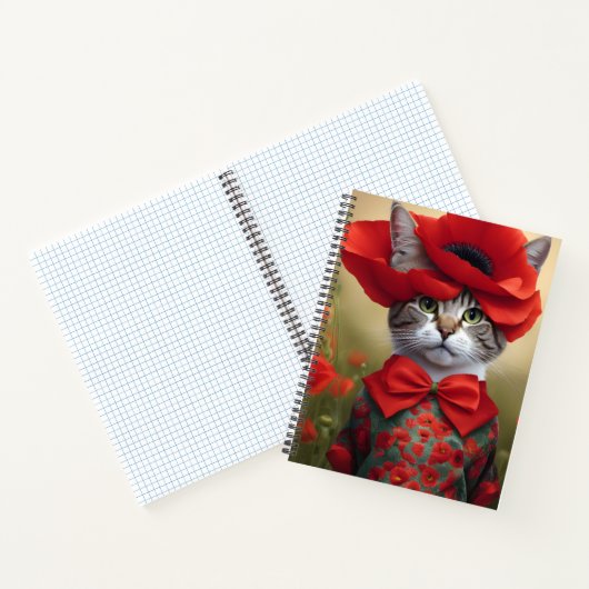 Cat with a dress made of a poppy ノートブック (内部)
