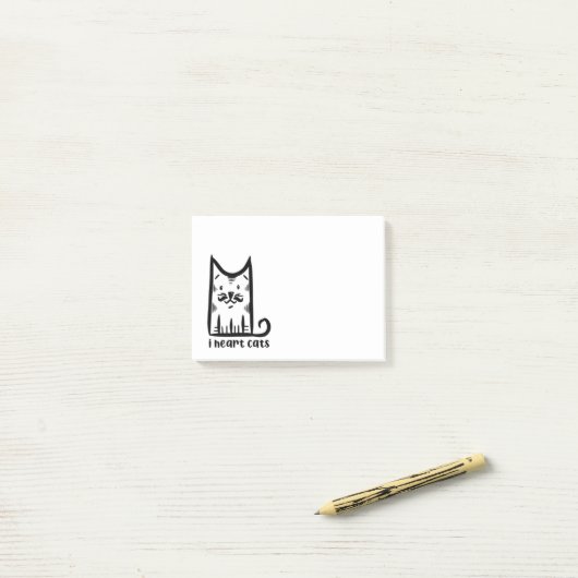 Cat with a Stylish Moustache, i heart cats ポストイット (デスク上)