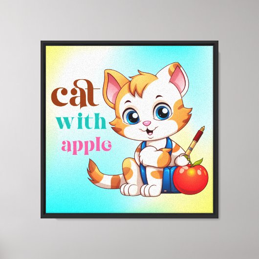 Cat With Apple-85242 キャンバスプリント (正面)