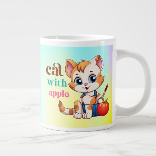 Cat With Apple-85242 ジャンボコーヒーマグカップ (右)