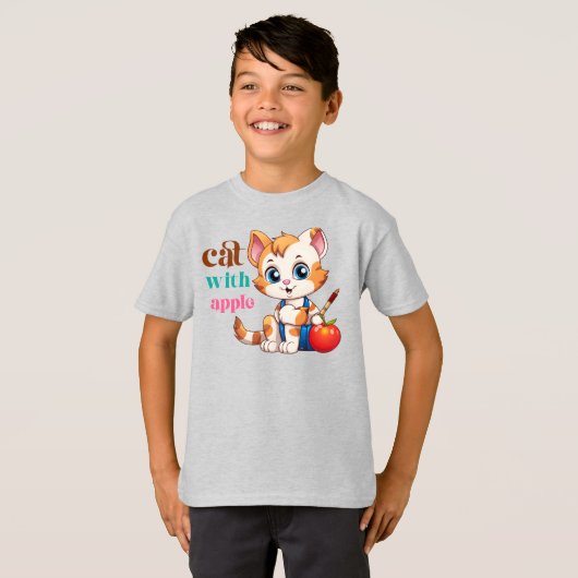 Cat With Apple-85242 Tシャツ (正面フル)
