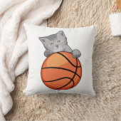 Cat with Basketball クッション (ブランケット)