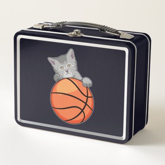 Cat with Basketball メタルランチボックス (正面)