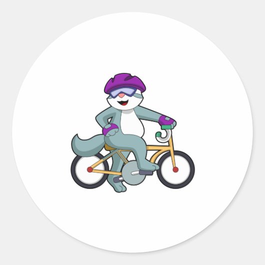 Cat with Bicycle ラウンドシール (正面)