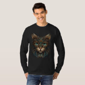 Cat with Blue Eyes on Black Unique Cat Dad or Mom Tシャツ (正面フル)
