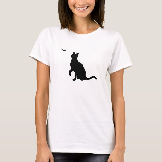 Cat with Butterfly Ladeys Shirt-ライム Tシャツ (正面)