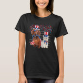 Cat With Dachshund Sunglasses American Flag 4th Of Tシャツ (正面)